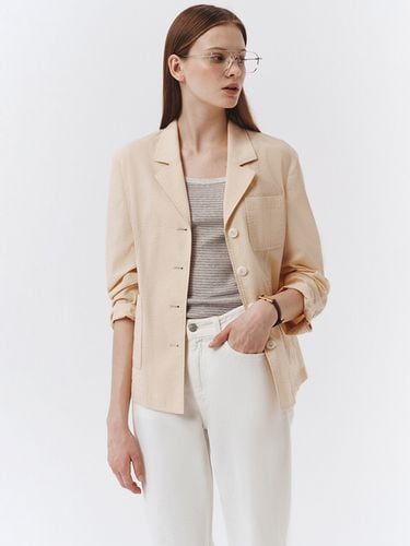 Summer Natural Seersucker Jacket_Yellow Beige - Dunst for WOMEN - Modalova