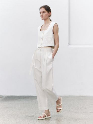 Linen Belted Pants _White - NONNIERE - Modalova