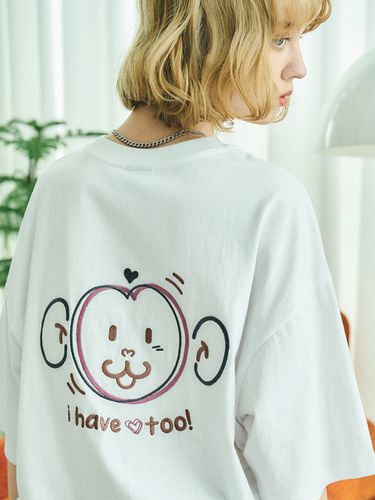 Heart Monkey Embroidery Half Sleeve T-Shirt - CPGN - Modalova