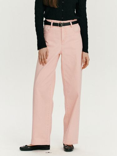 Double Button Wide Color Denim Pants - BEMUSE MANSION - Modalova