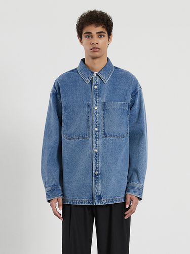 Metallic Button Pocket Stitch Denim Shirt () - TNGT - Modalova