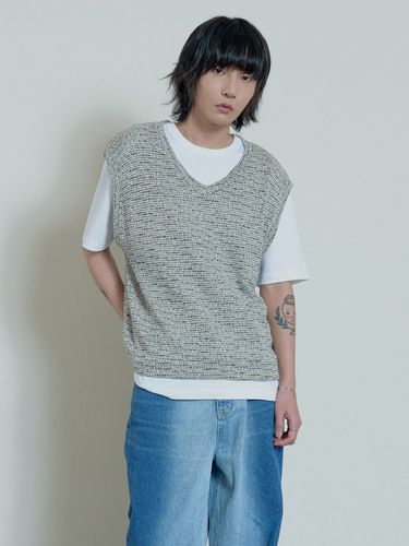 Melange Knit Vest (Off White) - inexcis - Modalova