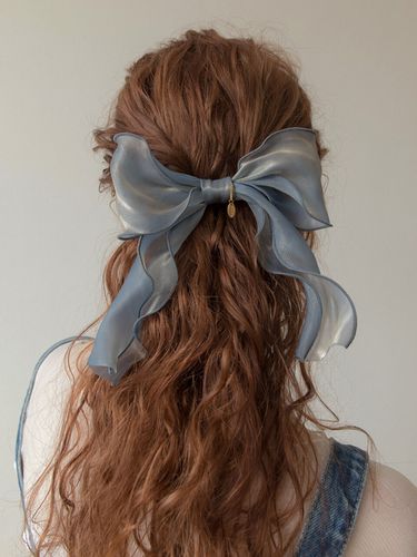 Blue Organza Ruffle Ribbon Hairpin - MERRYMOTIVE - Modalova