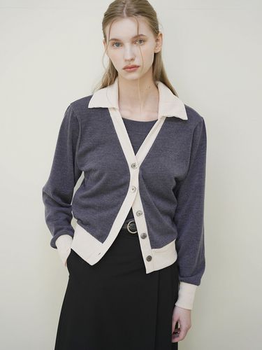 Becky Coloring Collar Knit Cardigan _ - LEIE - Modalova