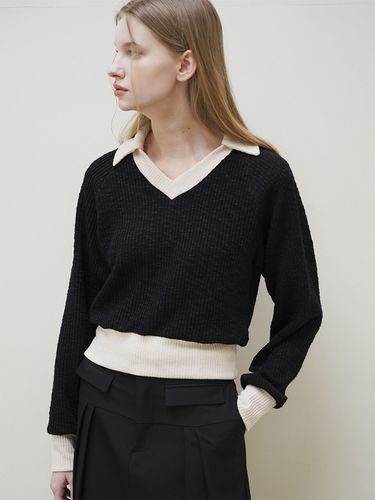 Daisy Coloring Collar V Neck Knit _ - LEIE - Modalova