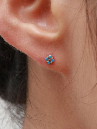 K Gold Blue Flower Earring / Piercing - Less is more - Modalova