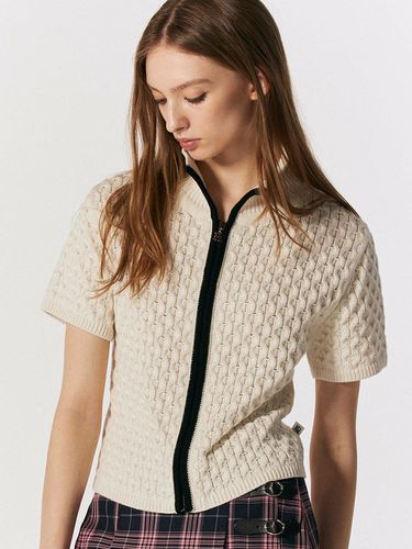 Fisherman Cable Short Sleeve Knit Zipup - ROCCI ROCCI - Modalova