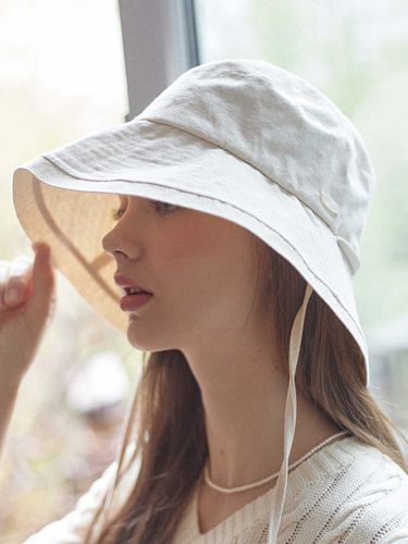 Linen Ribbon Bucket Hat_Light Beige - NONLOCAL - Modalova