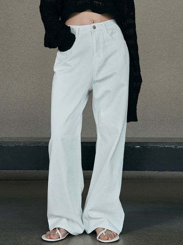 White Wide Denim Pants - Neev - Modalova