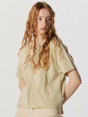 Skashi Cable Short Sleeve Knit Zipup - ROCCI ROCCI - Modalova