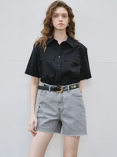 Oversized Cropped Shirt_Black - MaLoupe - Modalova