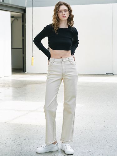 Cropped Semi-wide Denim Pants - MaLoupe - Modalova