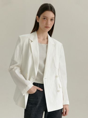 MALIBU Double Breasted Linen Blazer_White - MANNON - Modalova