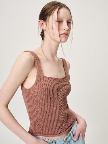 Ribbed Sleeveless Knit Top_Brick - ETMON - Modalova