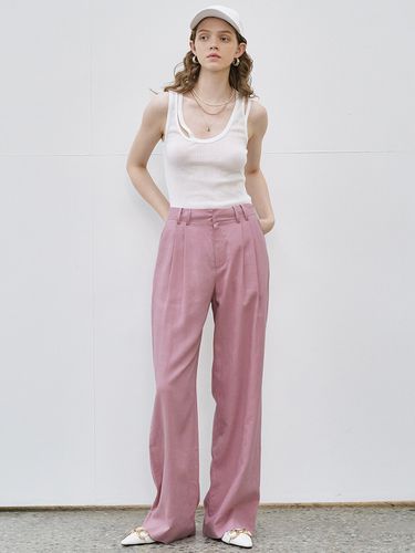 Tencel Linen Wide Pants_Pink - MaLoupe - Modalova