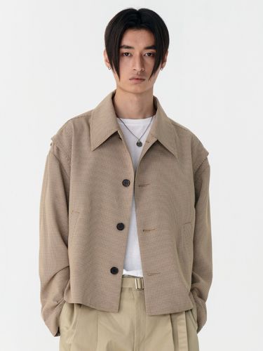 Check Over Crop Jacket [Brown] - MARTINPLAN - Modalova