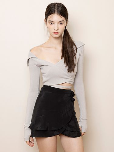 One Shoulder Wrap Shirt_Gray - NOT YOUR ROSE - Modalova