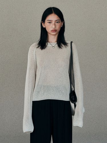 Round Neck Raglan Sleeve Pullover_Beige - Neev - Modalova