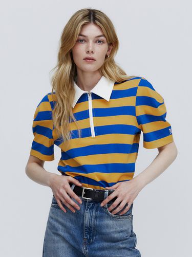 Color Block Half Zip Up Logo T-shirt - marieclaire - Modalova