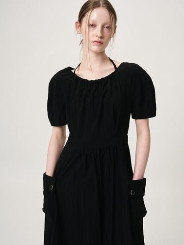 Neck String Pocket Dress_Black - ETMON - Modalova