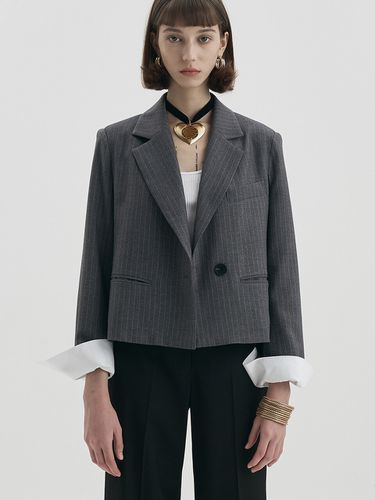 Cropped Tailored Jacket_White - MaLoupe - Modalova