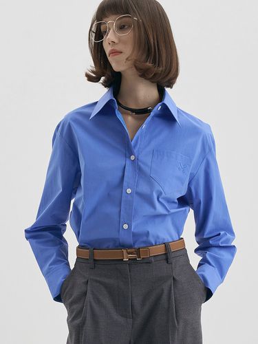 Cropped Pocket Shirt_Blue - MaLoupe - Modalova