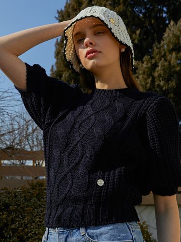 Classic Puff Knit Top_Navy - ANOETIC - Modalova