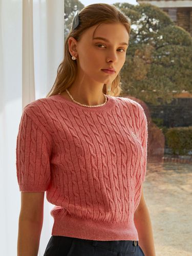 Cashmere Cable Half Knit Top_Pink - ANOETIC - Modalova