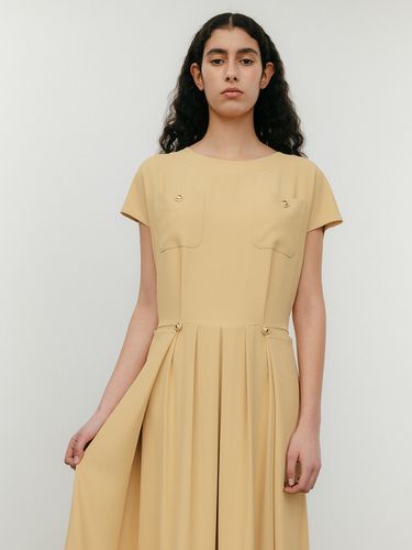 Button Pleated Dress_Yellow - SPRING CROCUS - Modalova