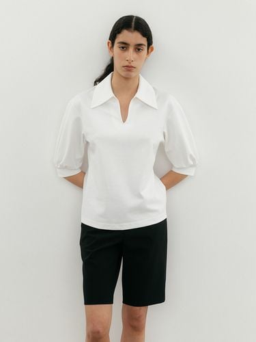 Open Collar T-shirt_White - SPRING CROCUS - Modalova