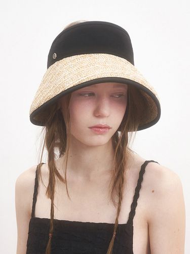 Deauville Straw Sun Visor Hat _Black - Brown Hat - Modalova