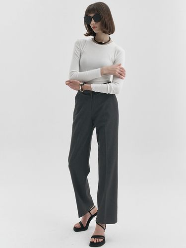 Stretch Semi-wide Pants_Dark Grey - MaLoupe - Modalova