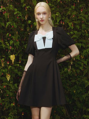 Canna Ribbon Point A-line Mini Dress _Black - S BLANC - Modalova