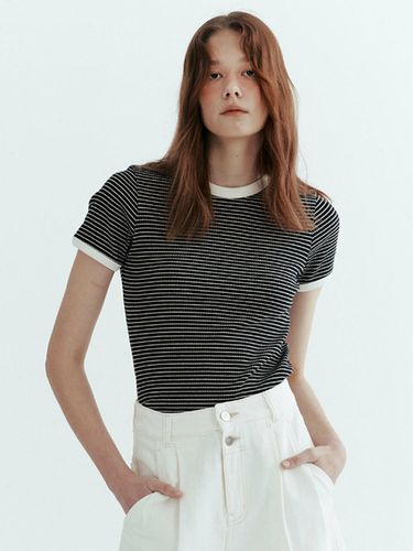 Stripe Ribbed T-shirt _Black - a.t.corner - Modalova