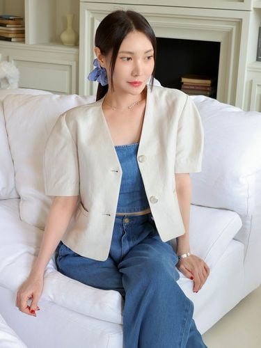 Linen Puff Sleeve Jacket - FRRW - Modalova