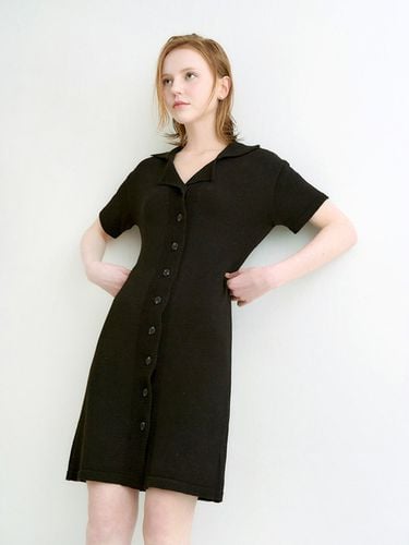 Kit Button Slim Mini Dress _Black - ADAUL - Modalova