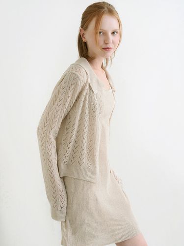 V Punching Collar Cardigan _Light Beige - ADAUL - Modalova