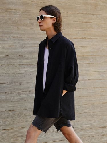 Linen Boxy Fit Bomber Shirts _ - V2 - Modalova