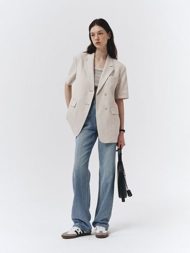 Half Sleeve Belted Linen Jacket - Dunst for WOMEN - Modalova