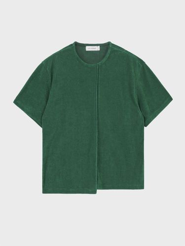 Asymmetric Terry T-Shirt _ Green - LIEU HOMME - Modalova