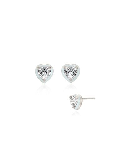 Silver Heart Earring SC1679 - STONEHENgE - Modalova