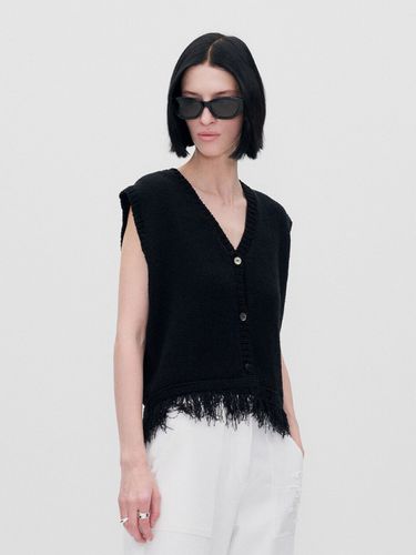 Frayed-Hem Knit Vest - Black - RE RHEE - Modalova