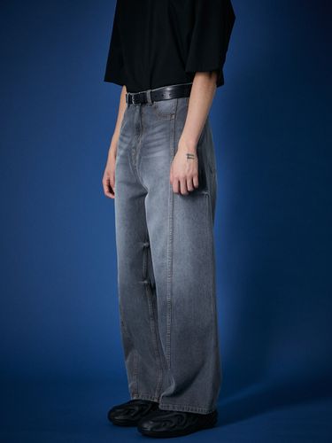 Curved-Cut Wide Denim Pants _ - evener - Modalova