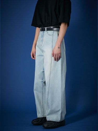 Curved-Cut Wide Denim Pants _ - evener - Modalova