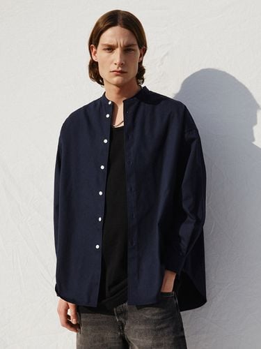 Oversized Round Collar Oxford Shirts _ Navy - V2 - Modalova