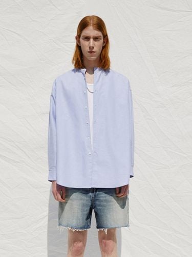 Oversized Round Collar Oxford Shirts _ Sky Blue - V2 - Modalova