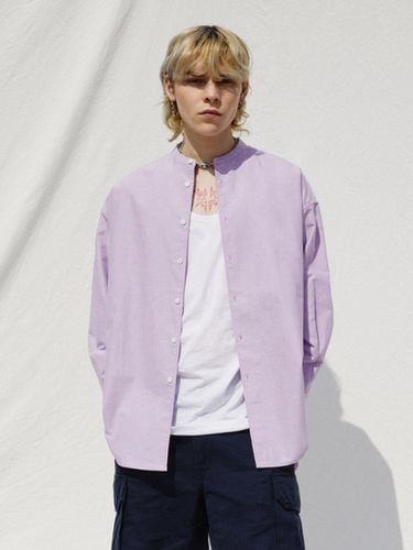 Oversized Round Collar Oxford Shirts _ Purple - V2 - Modalova