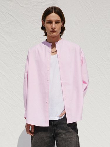 Oversized Round Collar Oxford Shirts _ Pink - V2 - Modalova