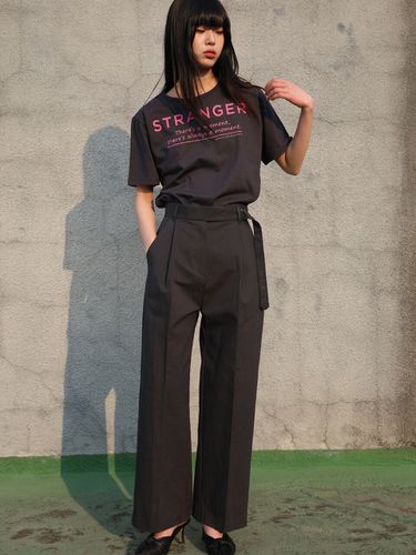 Gwen Waist String Cotton Slacks_Charcoal - SORRY TOO MUCH LOVE - Modalova