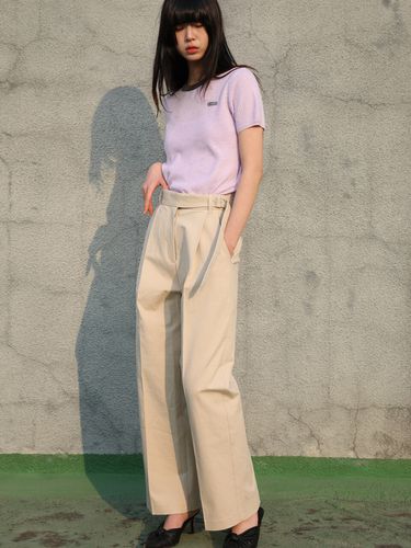 Gwen Waist String Cotton Slacks_Beige - SORRY TOO MUCH LOVE - Modalova